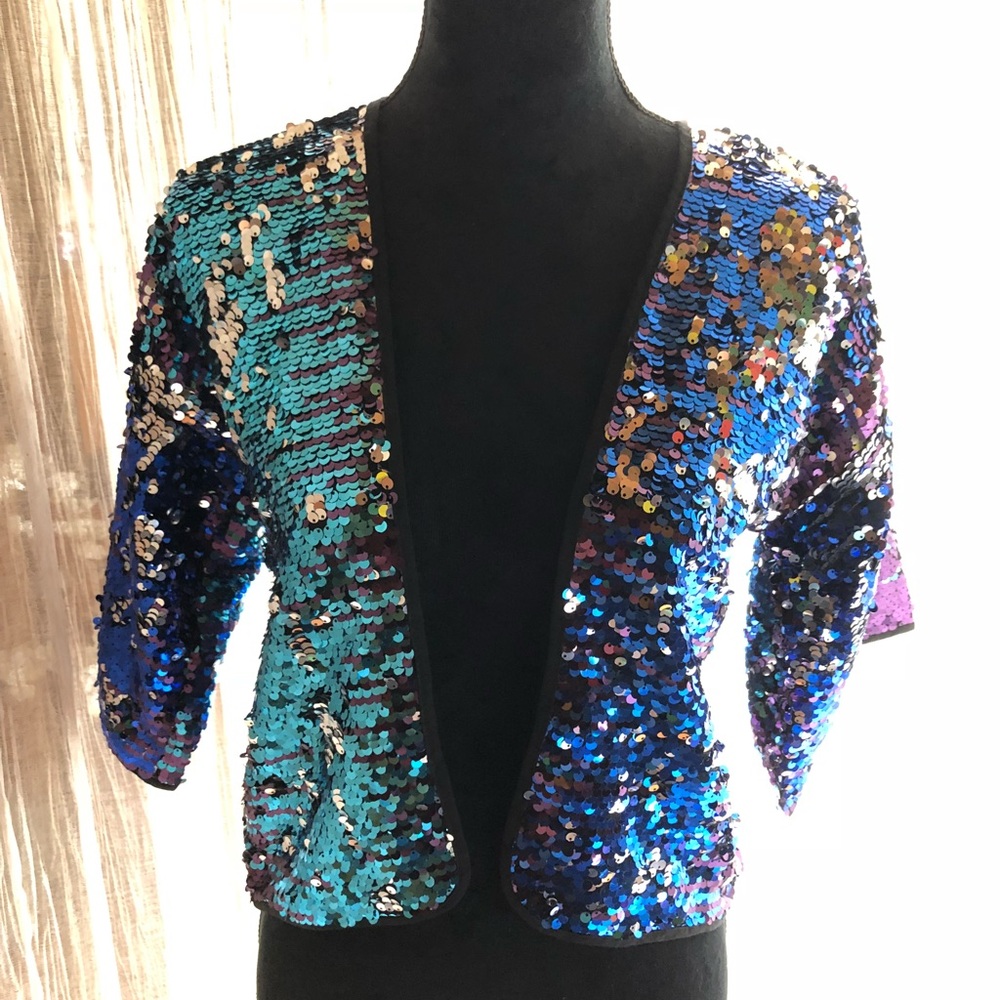 Trouve Ombré Sequin Open front Cardigan